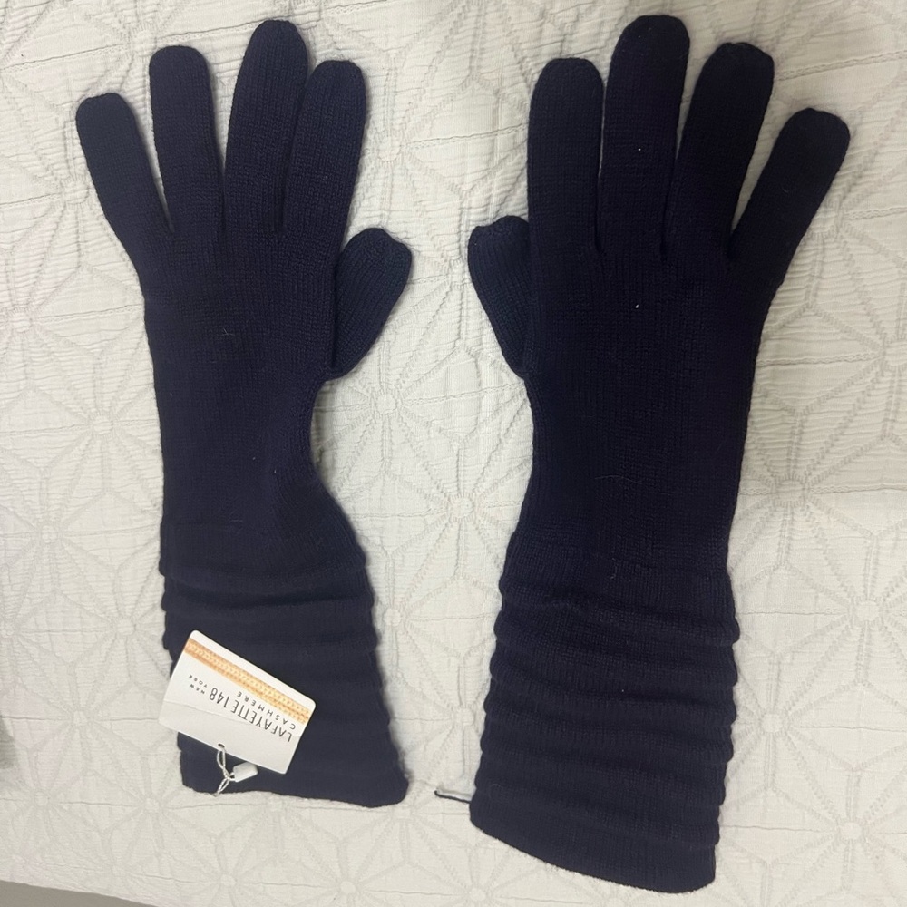 Cashmere navy blue gloves